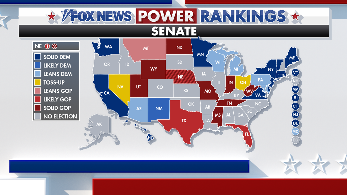 Fox News Power Rankings Senate map.