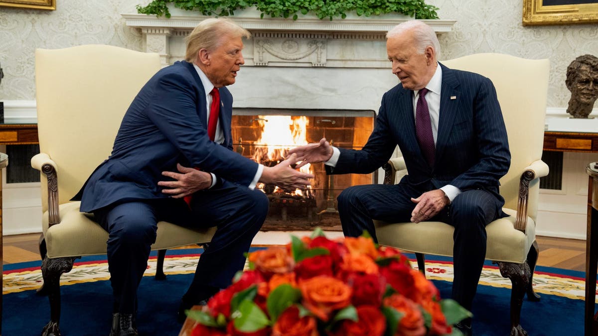 President Joe Biden meets with President-elect Donald Trump in the Oval Office of the White House, Wednesday, Nov. 13, 2024, in Washington. (AP Photo/Evan Vucci)