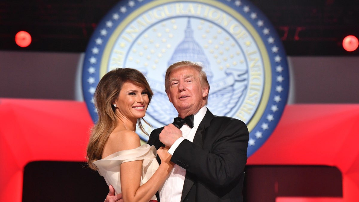 Melania Trump and Donald Trump at the inaugural ball in 2017