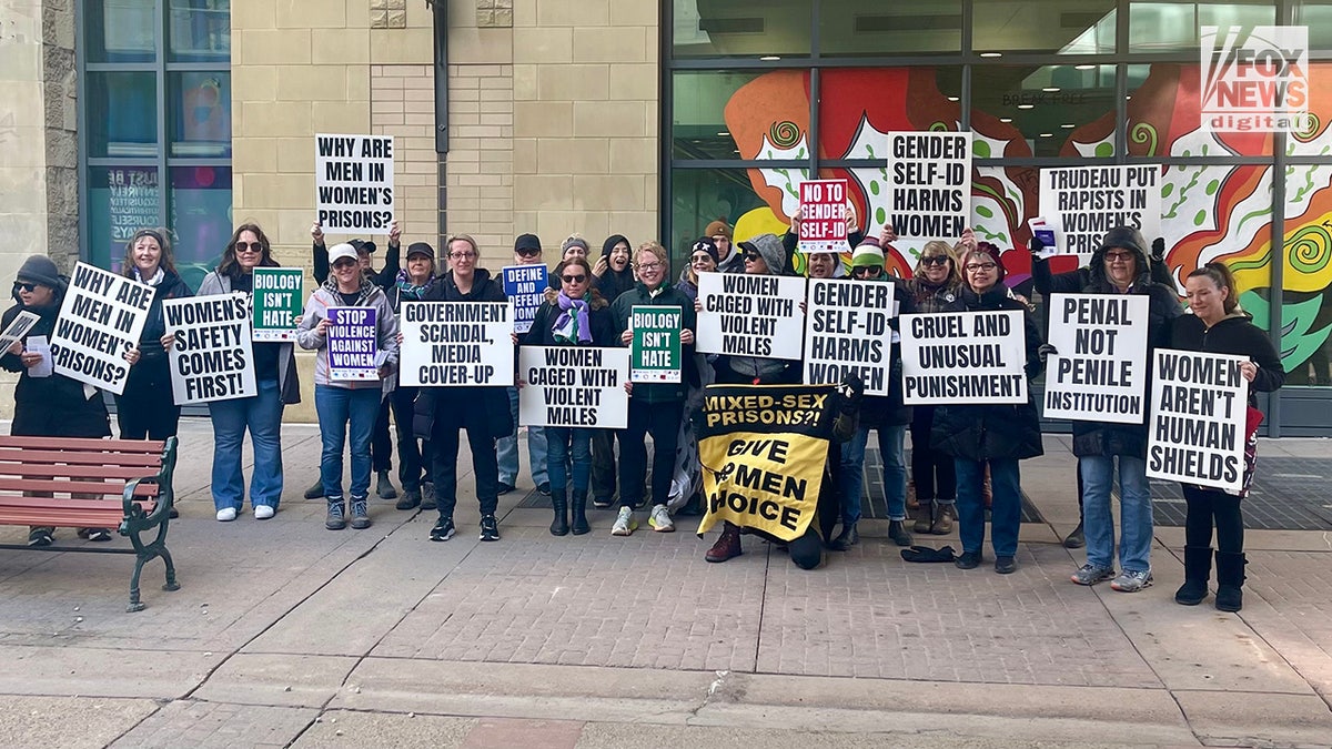 Several women in Calgary were protesting the Liberal Party's support for letting men who identify as women serve time in women's prisons. But issues like this are being drowned out by the tariff situation.